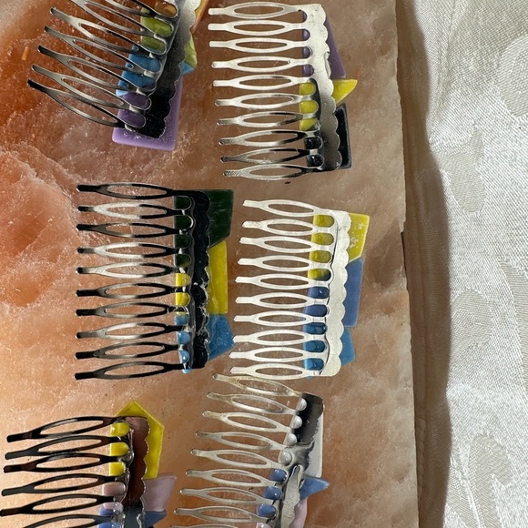 Multicolored Geometric Hair Accessories handmade ceramic tiles hair combs 4134 B - Picture 7 of 9